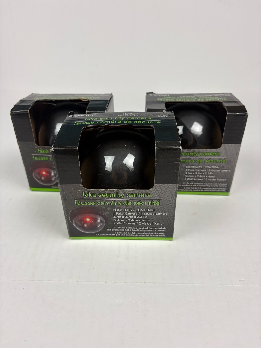 Fake Dummy Security Cameras Lot Of 3 E-Circuit Dome Shape Lighted Home Office